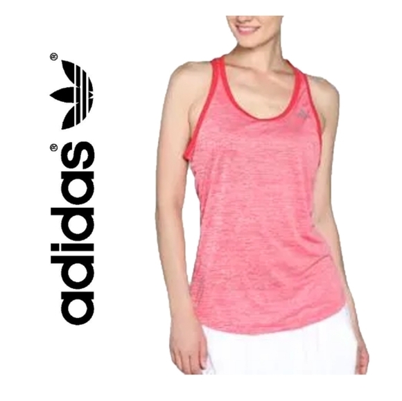 Adidas Tank Top Size XS Racerback Pink Stretch Athletic Workout Sweat Wick - Picture 1 of 12